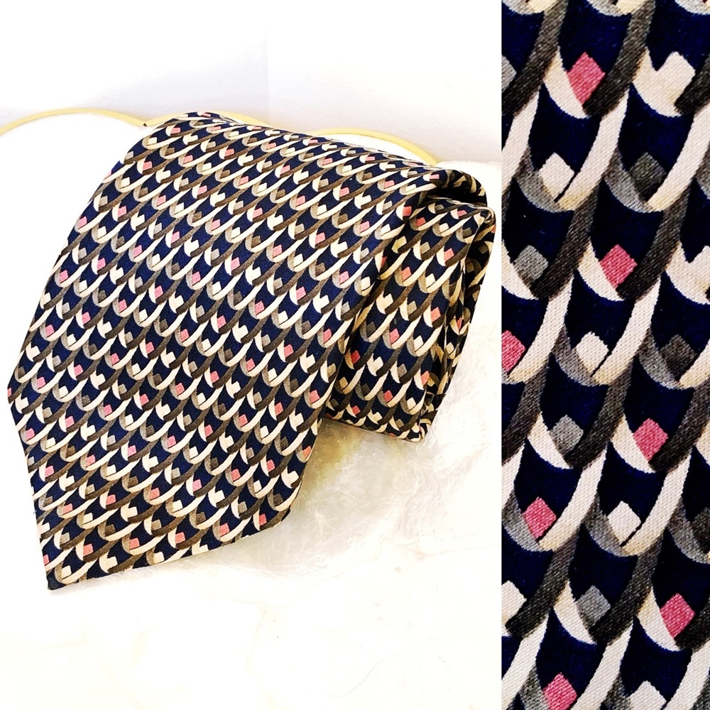 Stonehenge VTG Black Pink Handmade Silk Tie